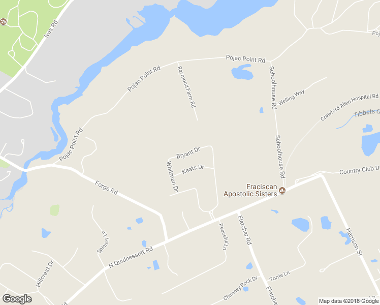 map of restaurants, bars, coffee shops, grocery stores, and more near 55 Bryant Drive in North Kingstown
