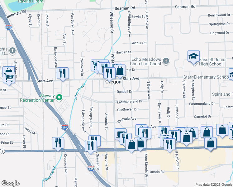 map of restaurants, bars, coffee shops, grocery stores, and more near in Oregon
