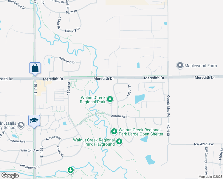 map of restaurants, bars, coffee shops, grocery stores, and more near 4510 147th Street in Urbandale