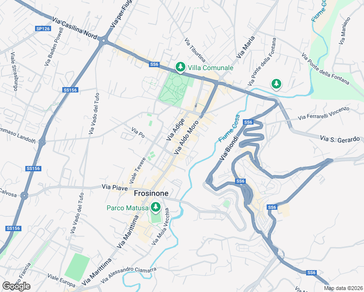 map of restaurants, bars, coffee shops, grocery stores, and more near 317 Via Aldo Moro in Frosinone