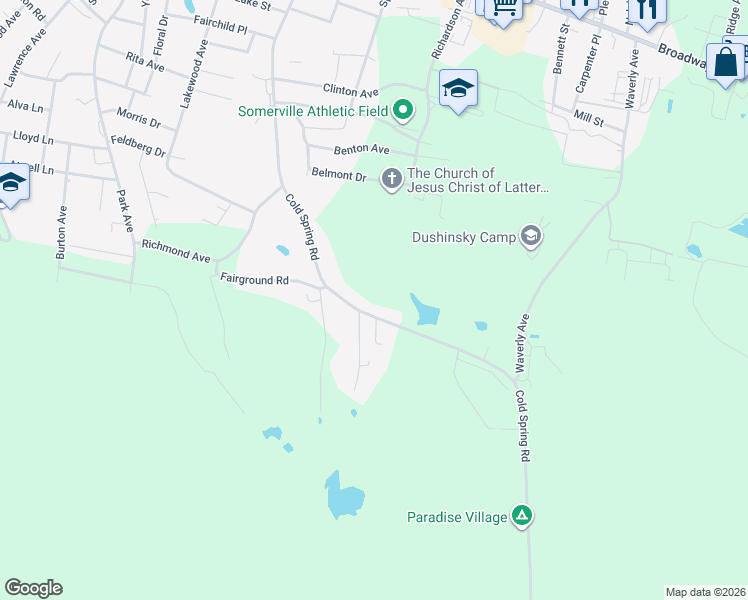 map of restaurants, bars, coffee shops, grocery stores, and more near 83 Cold Spring Road in Monticello