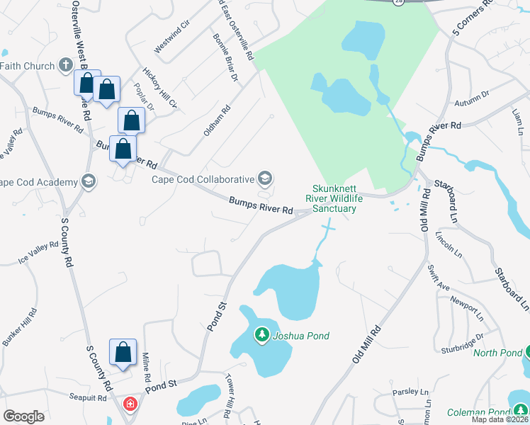 map of restaurants, bars, coffee shops, grocery stores, and more near 8 Briar Patch Road in Barnstable