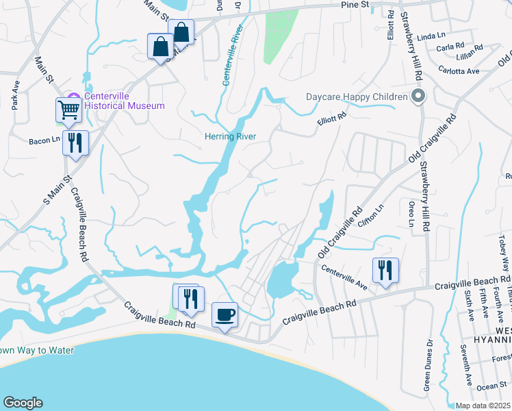 map of restaurants, bars, coffee shops, grocery stores, and more near 47 Sea Marsh Road in Barnstable