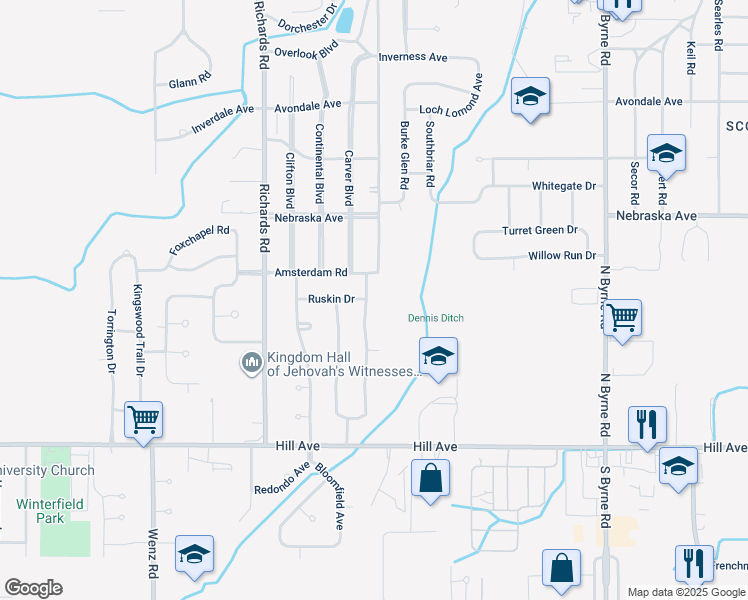 map of restaurants, bars, coffee shops, grocery stores, and more near 414 Independence Road in Toledo