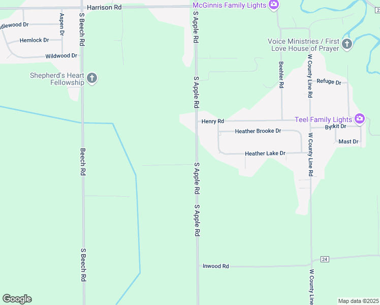 map of restaurants, bars, coffee shops, grocery stores, and more near 58639 South Apple Road in Osceola