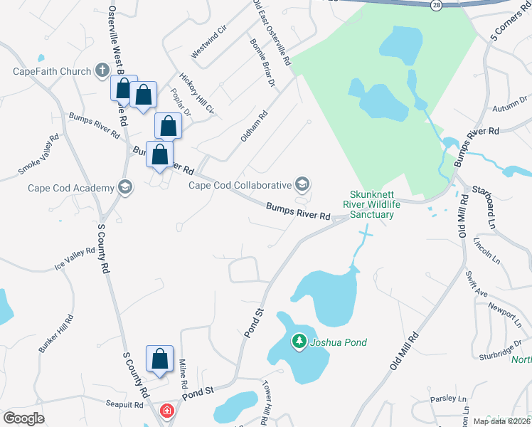 map of restaurants, bars, coffee shops, grocery stores, and more near 379 Bumps River Road in Barnstable