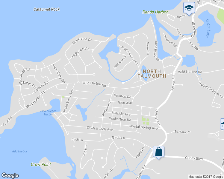 map of restaurants, bars, coffee shops, grocery stores, and more near 256 Wild Harbor Road in Falmouth