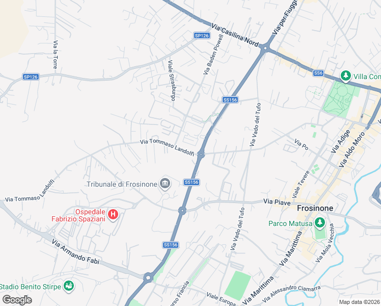 map of restaurants, bars, coffee shops, grocery stores, and more near 772 Via Tommaso Landolfi in Frosinone