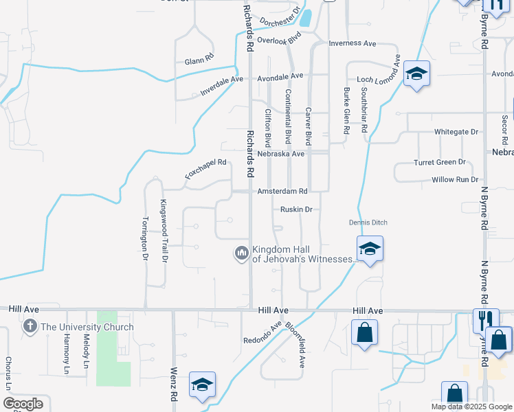 map of restaurants, bars, coffee shops, grocery stores, and more near 414 Richards Rd in Toledo
