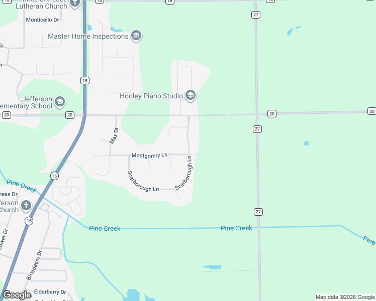 map of restaurants, bars, coffee shops, grocery stores, and more near 58664 Saint Mary's Lane in Goshen