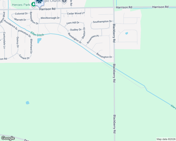 map of restaurants, bars, coffee shops, grocery stores, and more near 58601 Blackberry Road in Mishawaka
