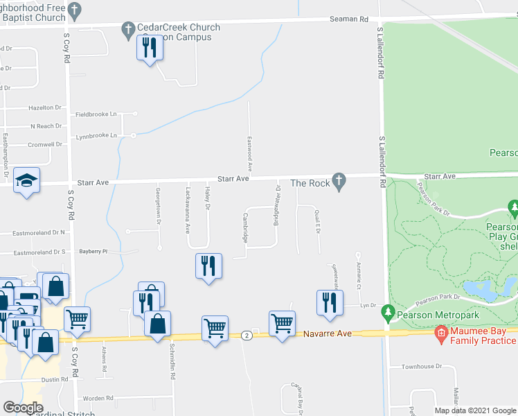 map of restaurants, bars, coffee shops, grocery stores, and more near 425 Cambridge in Oregon