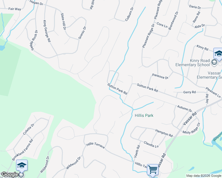 map of restaurants, bars, coffee shops, grocery stores, and more near 91 Sutton Park Road in Poughkeepsie