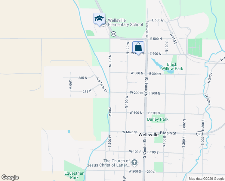 map of restaurants, bars, coffee shops, grocery stores, and more near 74 North 200 West in Wellsville