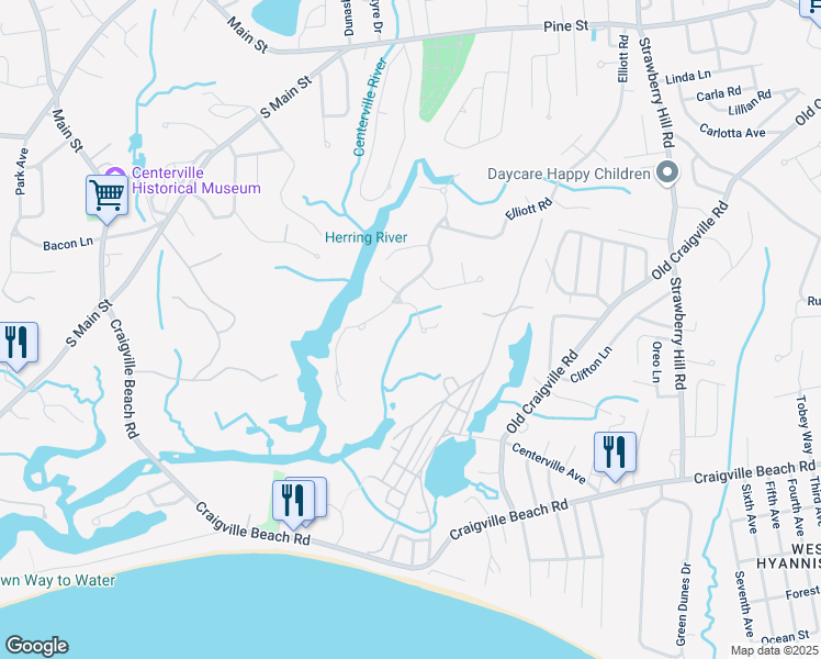 map of restaurants, bars, coffee shops, grocery stores, and more near 47 Sea Marsh Road in Barnstable