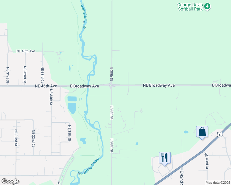 map of restaurants, bars, coffee shops, grocery stores, and more near 4549 East 38th Street in Des Moines
