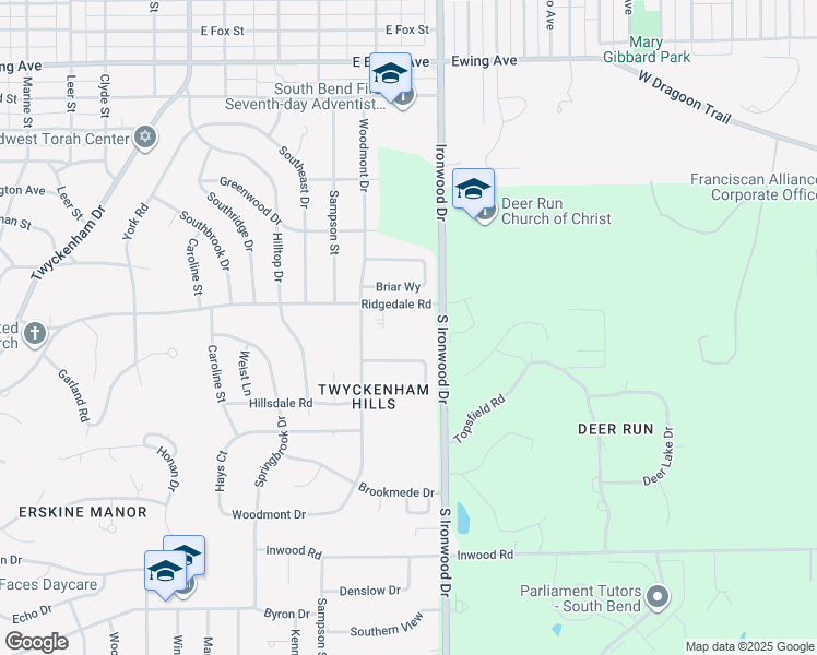 map of restaurants, bars, coffee shops, grocery stores, and more near 1901-1999 Piedmont Way in South Bend