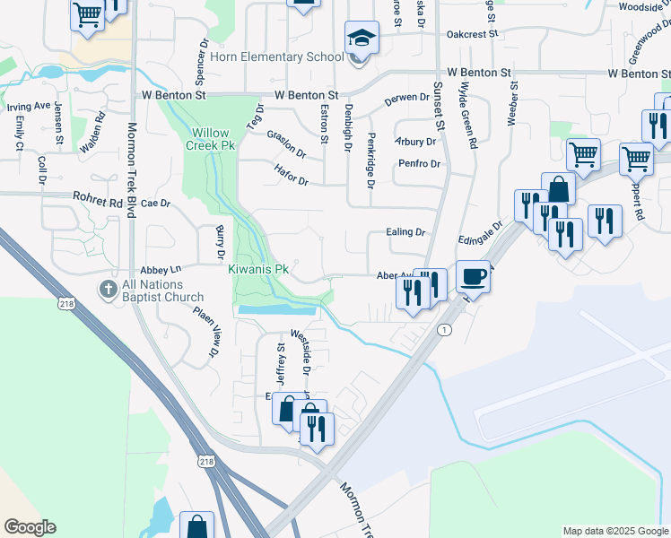 map of restaurants, bars, coffee shops, grocery stores, and more near 1705 Teg Drive in Iowa City