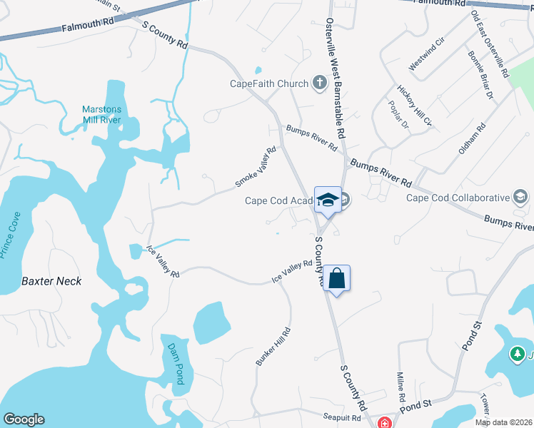 map of restaurants, bars, coffee shops, grocery stores, and more near 80 Farm Valley Road in Barnstable