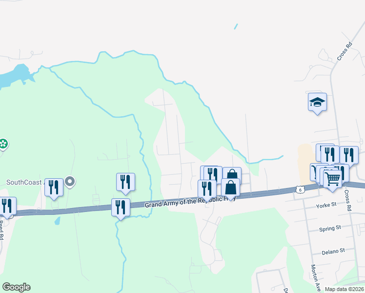 map of restaurants, bars, coffee shops, grocery stores, and more near 46 Connecticut Avenue in Dartmouth