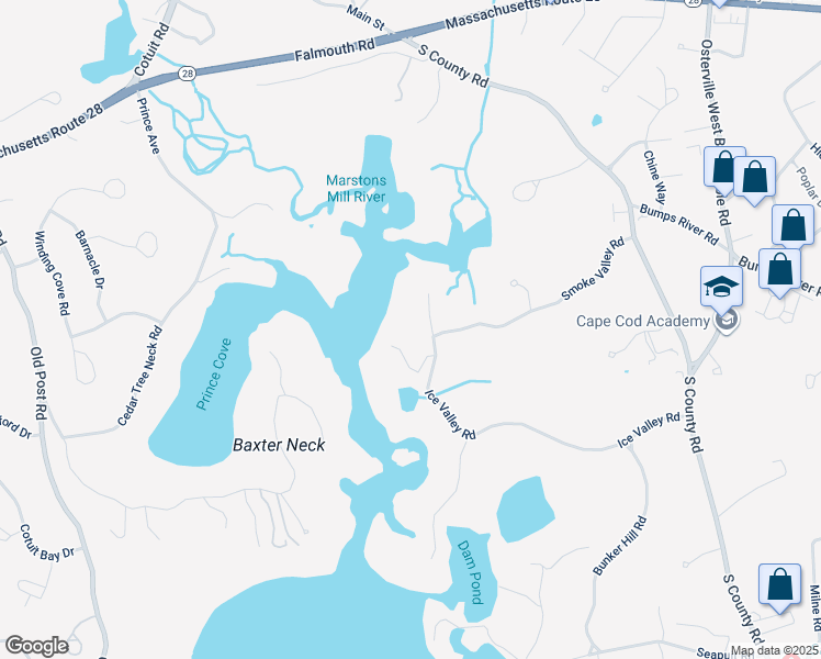 map of restaurants, bars, coffee shops, grocery stores, and more near 250 Smoke Valley Road in Barnstable