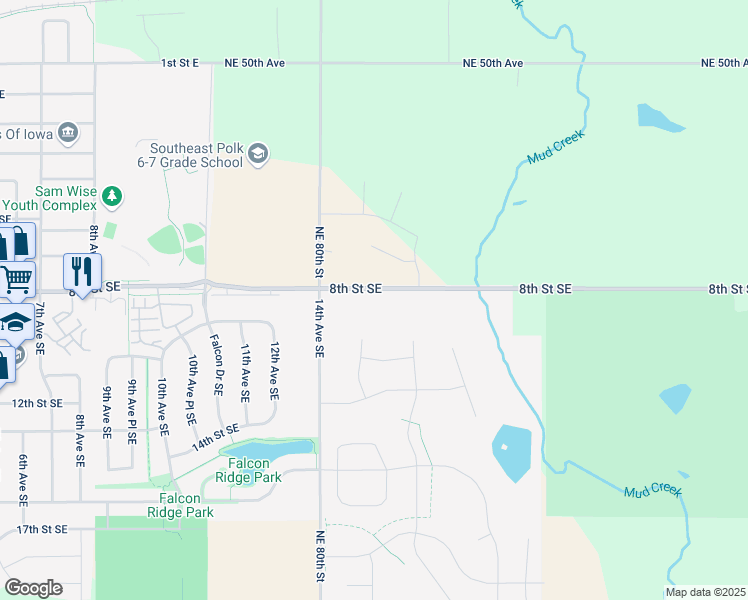 map of restaurants, bars, coffee shops, grocery stores, and more near 1600 8th Street Southeast in Altoona