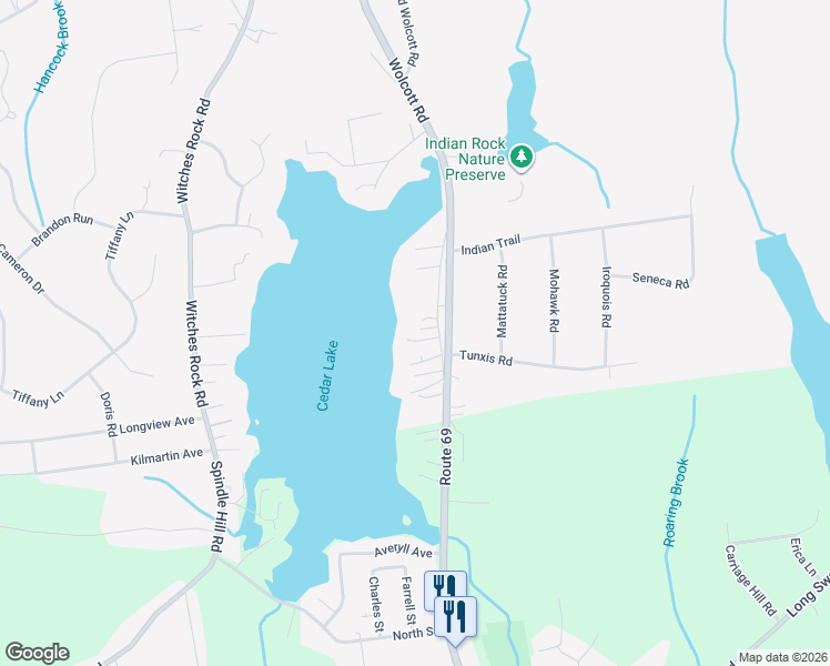 map of restaurants, bars, coffee shops, grocery stores, and more near 616 Wolcott Road in Bristol