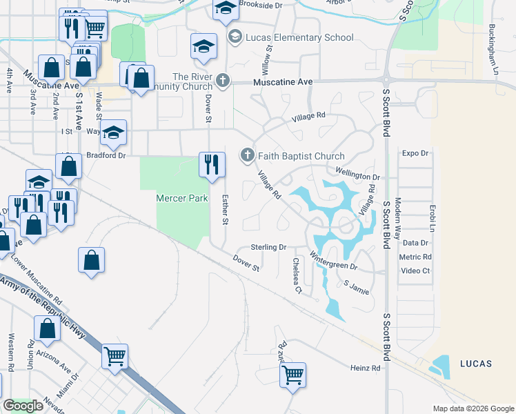 map of restaurants, bars, coffee shops, grocery stores, and more near 9 Dunuggan Court in Iowa City