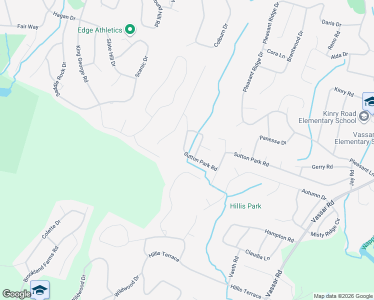 map of restaurants, bars, coffee shops, grocery stores, and more near 107 Sutton Park Road in Poughkeepsie