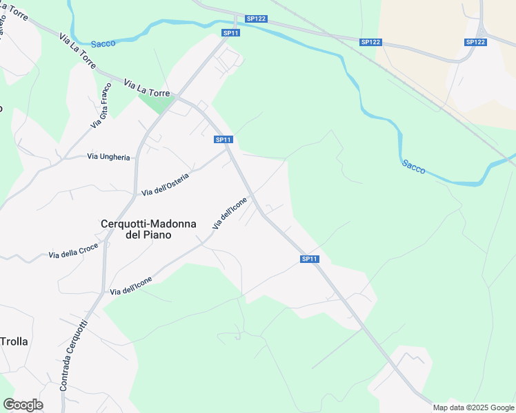 map of restaurants, bars, coffee shops, grocery stores, and more near Strada Provinciale 11 in Provincia di Frosinone