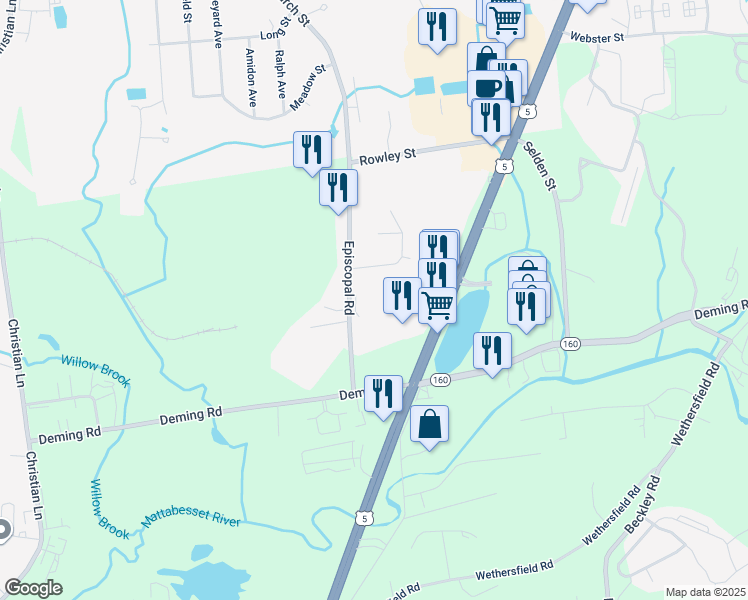 map of restaurants, bars, coffee shops, grocery stores, and more near 30 Vivian Drive in Berlin