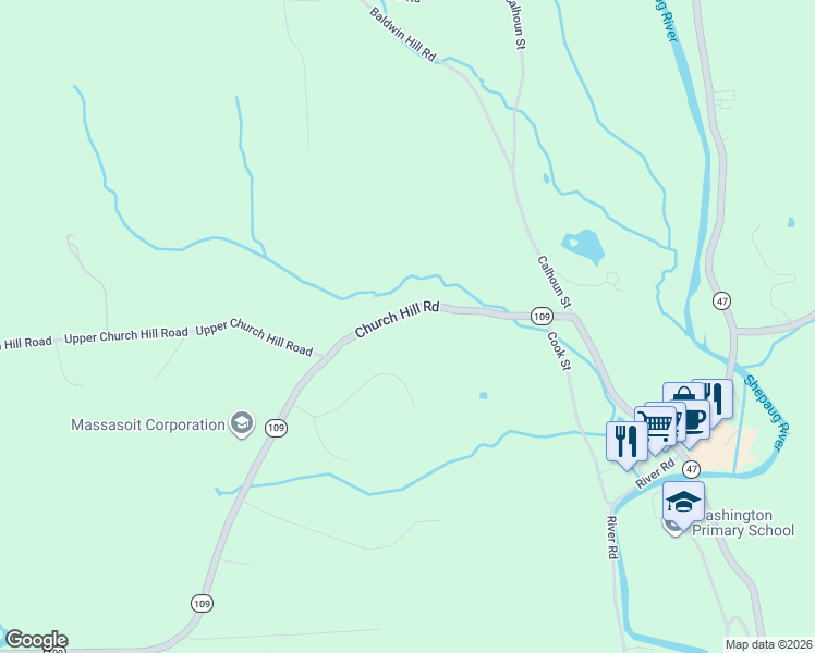 map of restaurants, bars, coffee shops, grocery stores, and more near 35 Church Hill Road in Washington