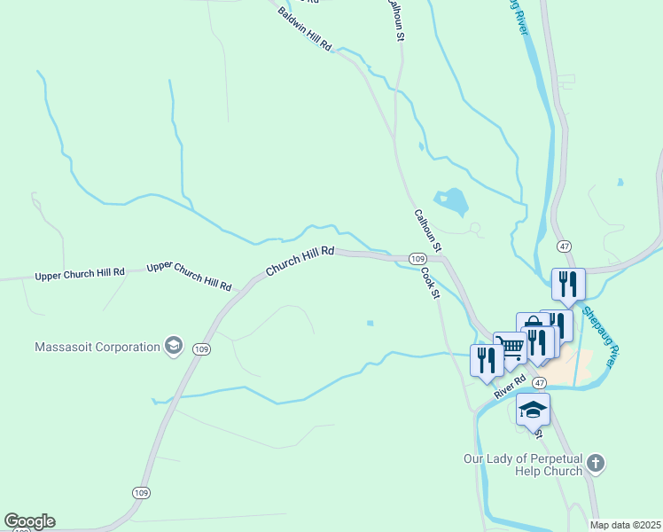 map of restaurants, bars, coffee shops, grocery stores, and more near 35 Church Hill Road in Washington