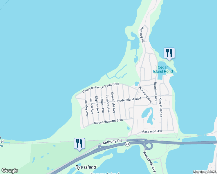 map of restaurants, bars, coffee shops, grocery stores, and more near 130 Common Fence Point Boulevard in Portsmouth