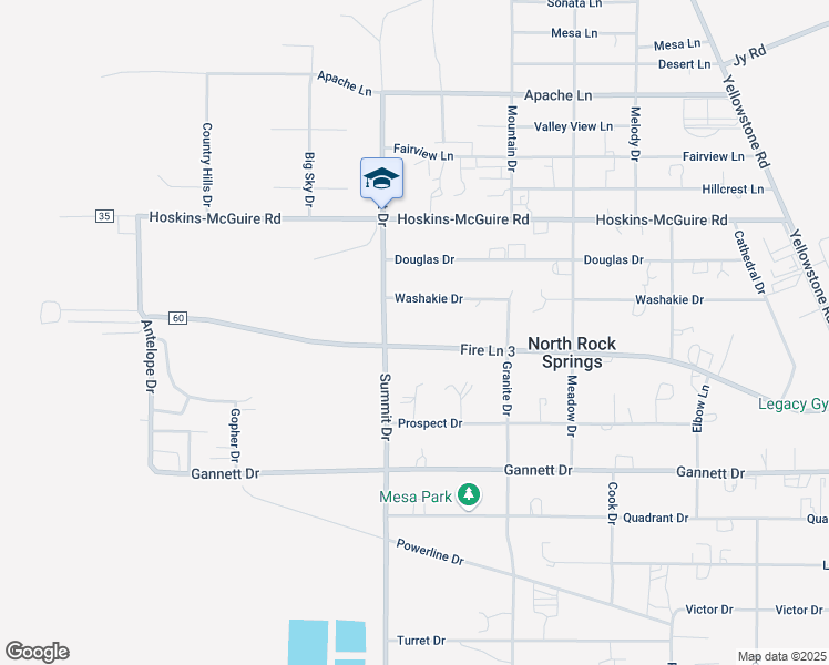 map of restaurants, bars, coffee shops, grocery stores, and more near 490 Mesa Dr in Rock Springs