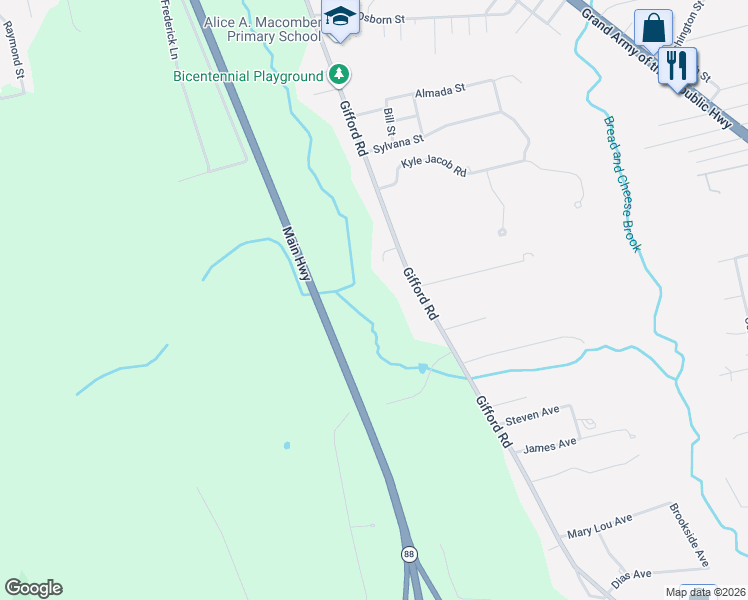 map of restaurants, bars, coffee shops, grocery stores, and more near 309 Gifford Road in Westport