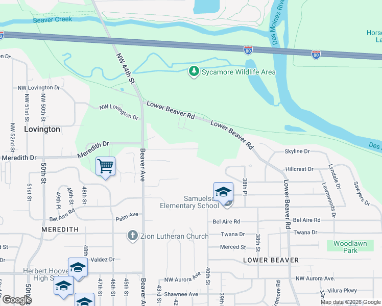 map of restaurants, bars, coffee shops, grocery stores, and more near 4070 Northwest 46th Place in Des Moines