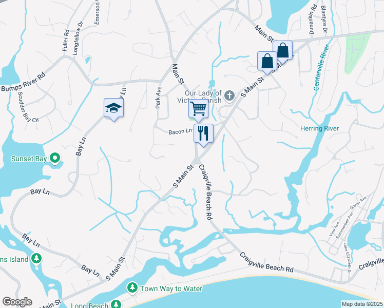 map of restaurants, bars, coffee shops, grocery stores, and more near 614 Main Street in Barnstable