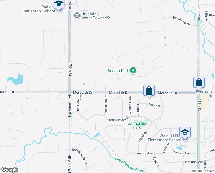 map of restaurants, bars, coffee shops, grocery stores, and more near 16633 Goodman Drive in Urbandale