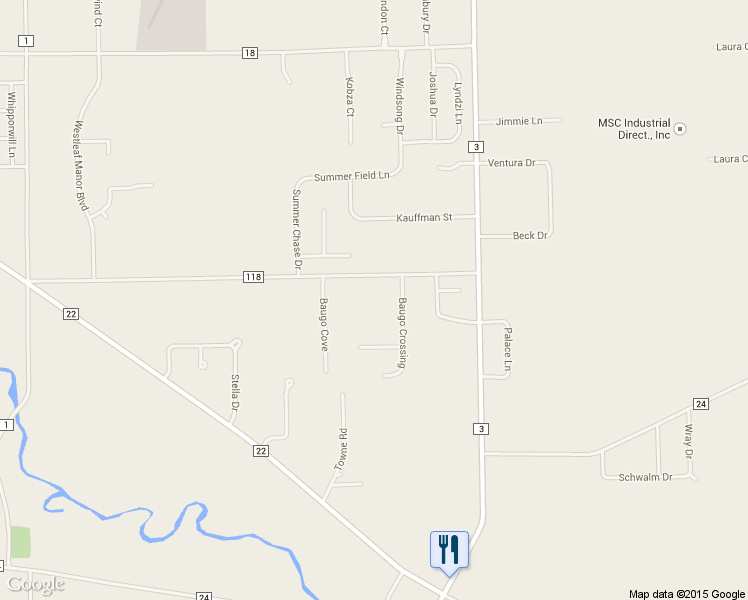 map of restaurants, bars, coffee shops, grocery stores, and more near 29232 County Road 118 in Elkhart