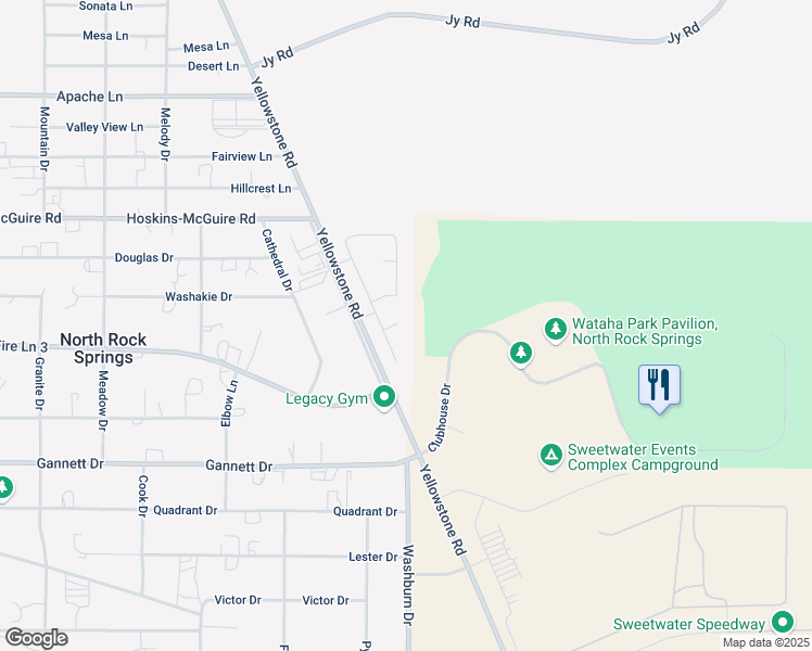 map of restaurants, bars, coffee shops, grocery stores, and more near 1 Par Court in Rock Springs