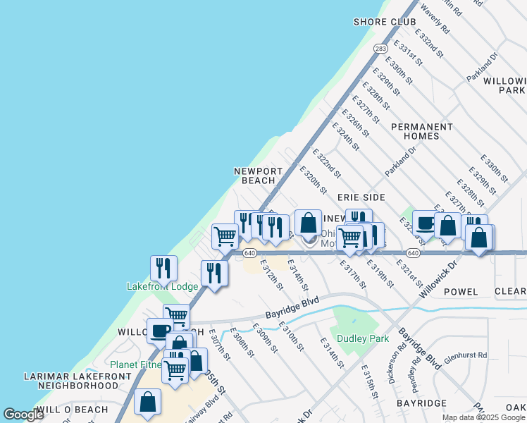 map of restaurants, bars, coffee shops, grocery stores, and more near in 