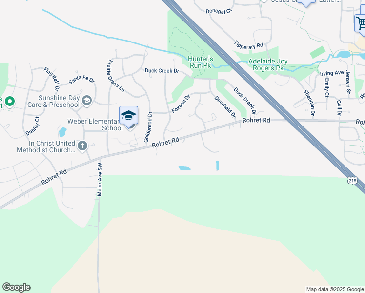 map of restaurants, bars, coffee shops, grocery stores, and more near 3547 Rohret Road in Iowa City