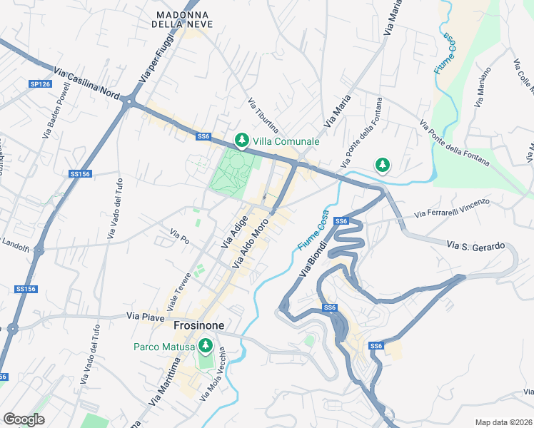 map of restaurants, bars, coffee shops, grocery stores, and more near 112 Via Aldo Moro in Frosinone