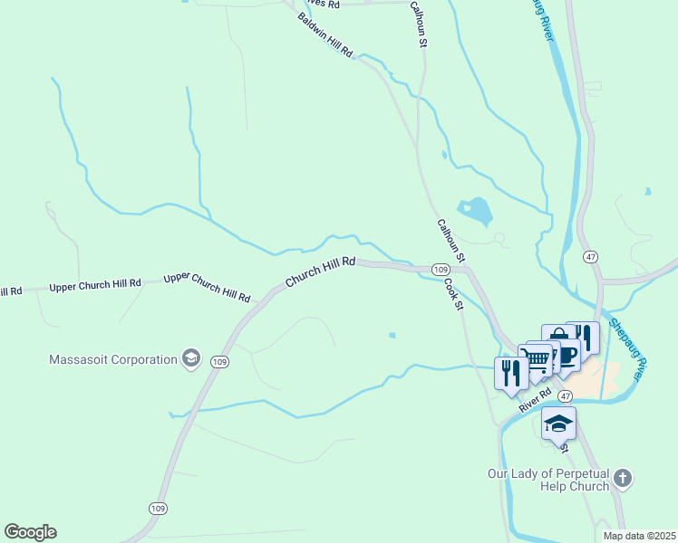 map of restaurants, bars, coffee shops, grocery stores, and more near 35 Church Hill Road in Washington