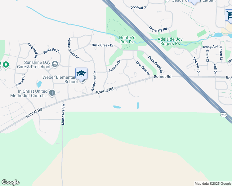 map of restaurants, bars, coffee shops, grocery stores, and more near 3547 Rohret Road in Iowa City