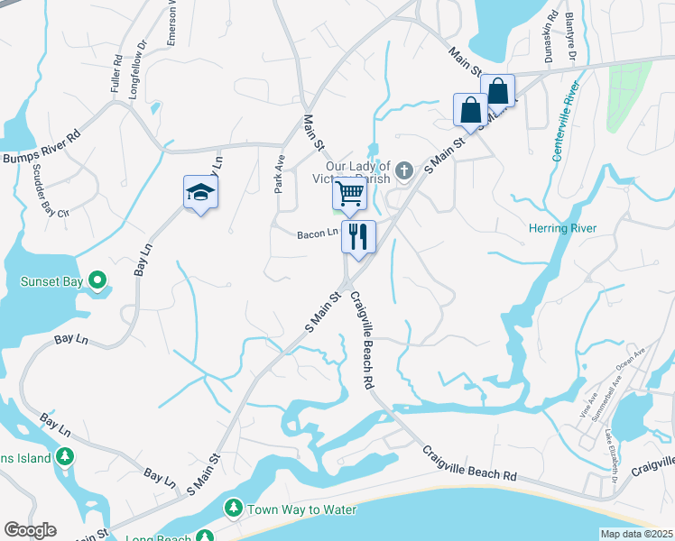 map of restaurants, bars, coffee shops, grocery stores, and more near 614 Main Street in Barnstable