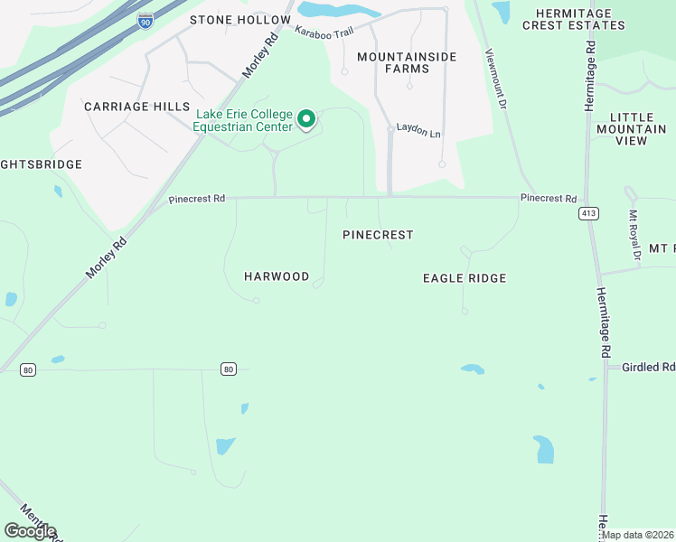 map of restaurants, bars, coffee shops, grocery stores, and more near 8271 Harwood Lane in Painesville