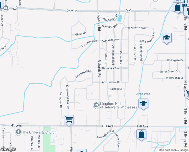map of restaurants, bars, coffee shops, grocery stores, and more near 528 Heathshire Drive in Toledo