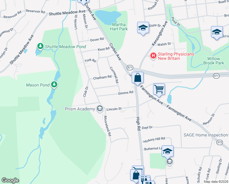 map of restaurants, bars, coffee shops, grocery stores, and more near 77 Simms Road in Berlin